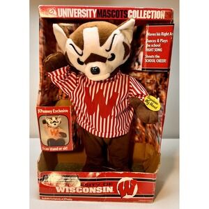 Vintage Wisconsin Badgers Mascot Figure Dancing Cheer NCAA College‎ Football 90s